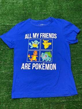 Pokémon All My Friends Are Pokémon Graphic T-Shirt Blue Size Youth L
